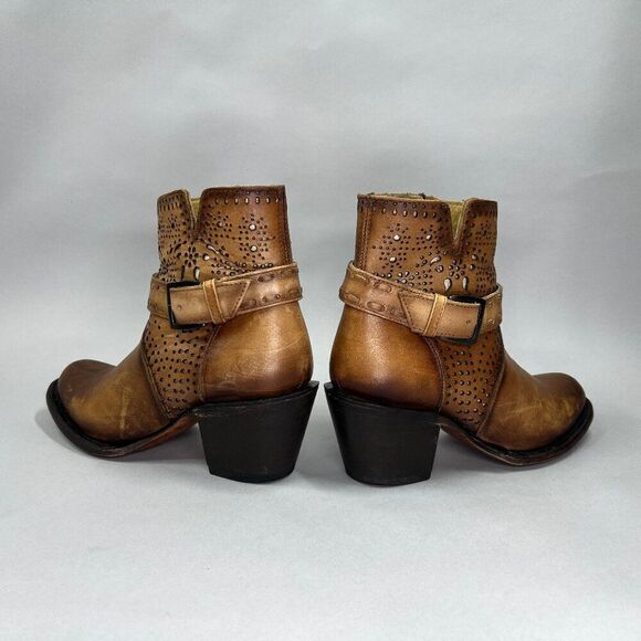 J.B. Dillon Women's Size 6.5 Brown Leather Western Ankle Boots - Picture 6 of 11